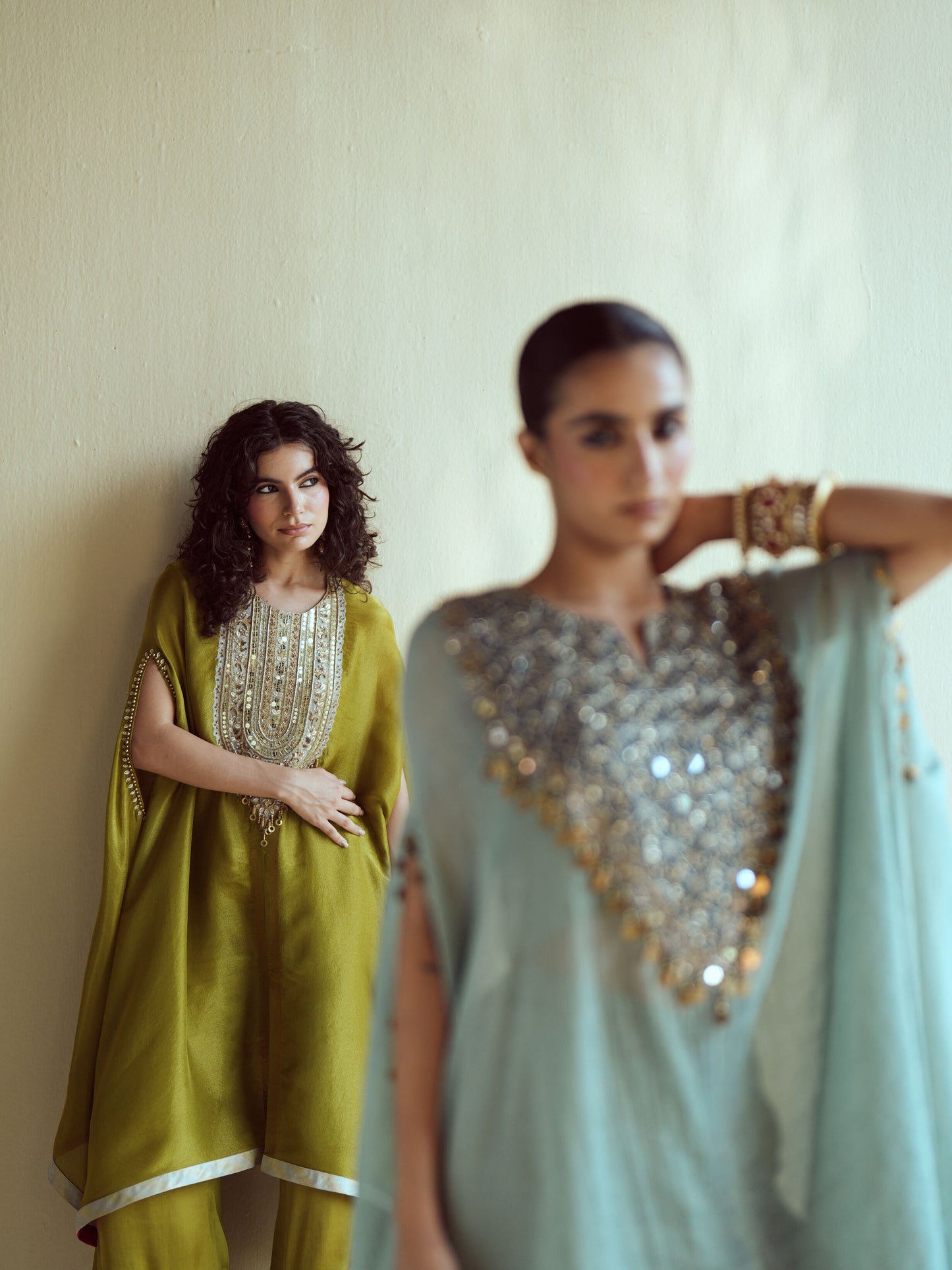 Mint Navy Kaftan Set