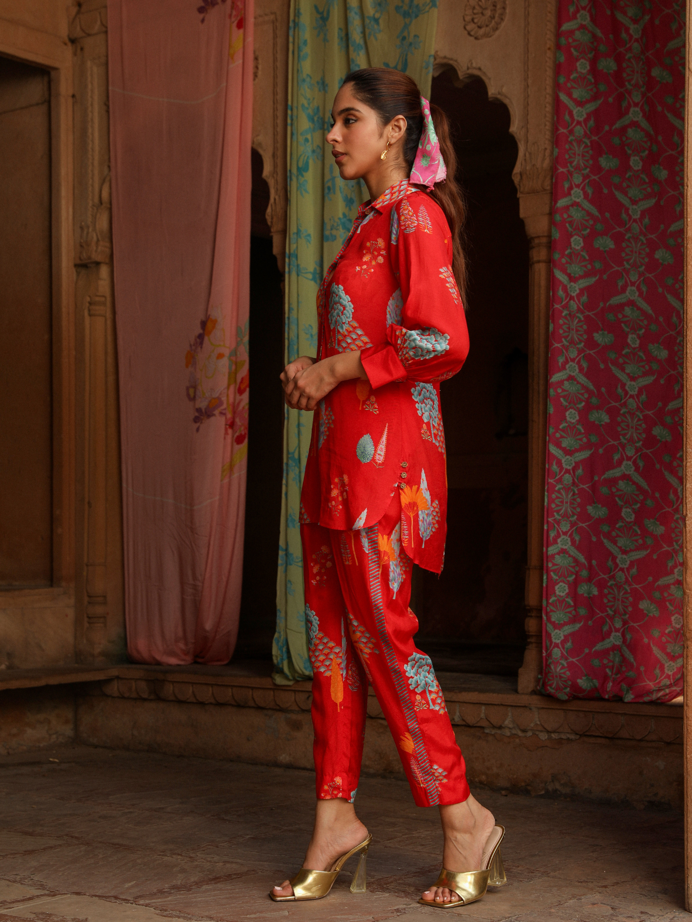 Red Ashoka print Co-ord Set