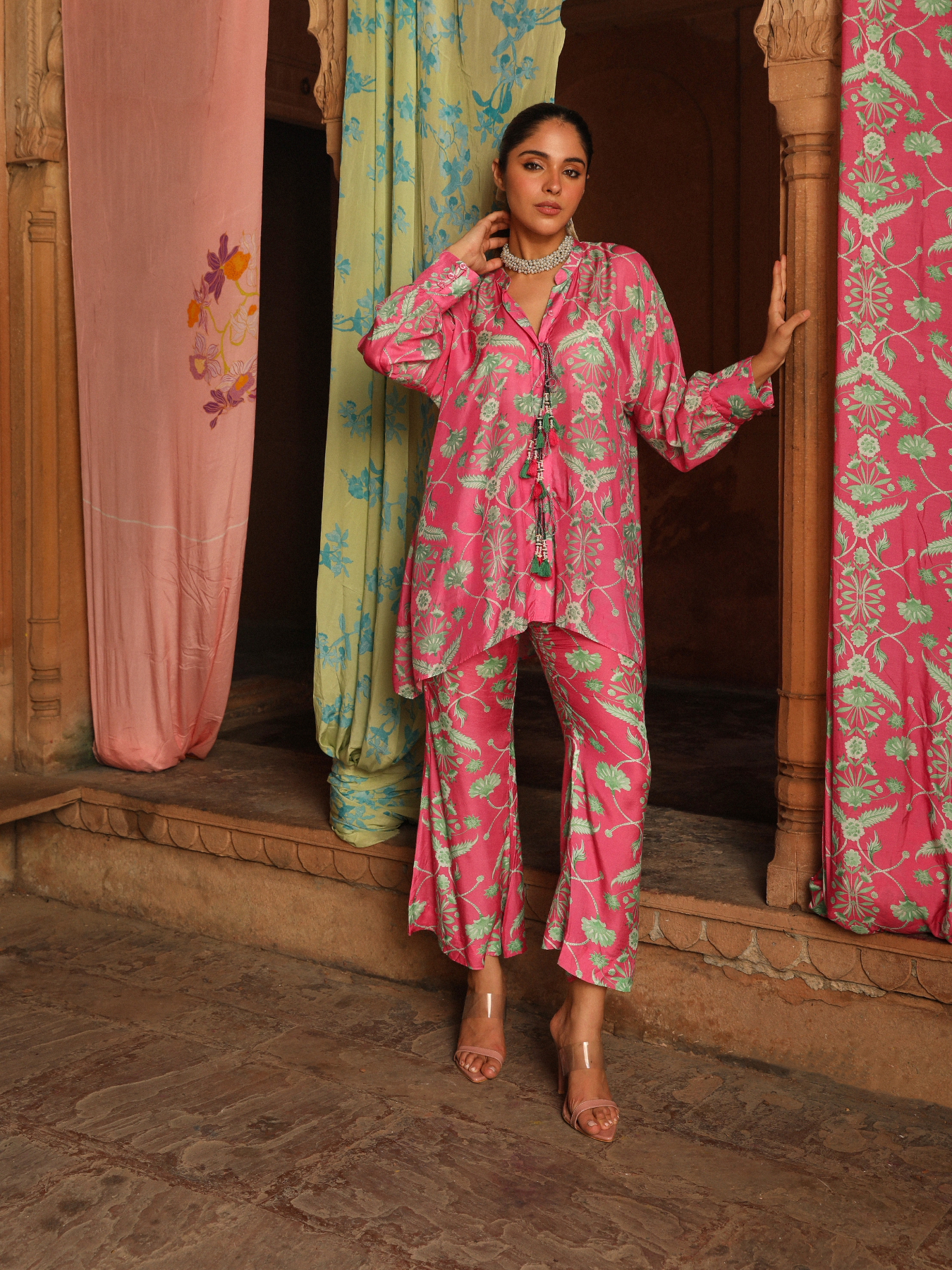 Rose Pink Chinaar Co-ord Set