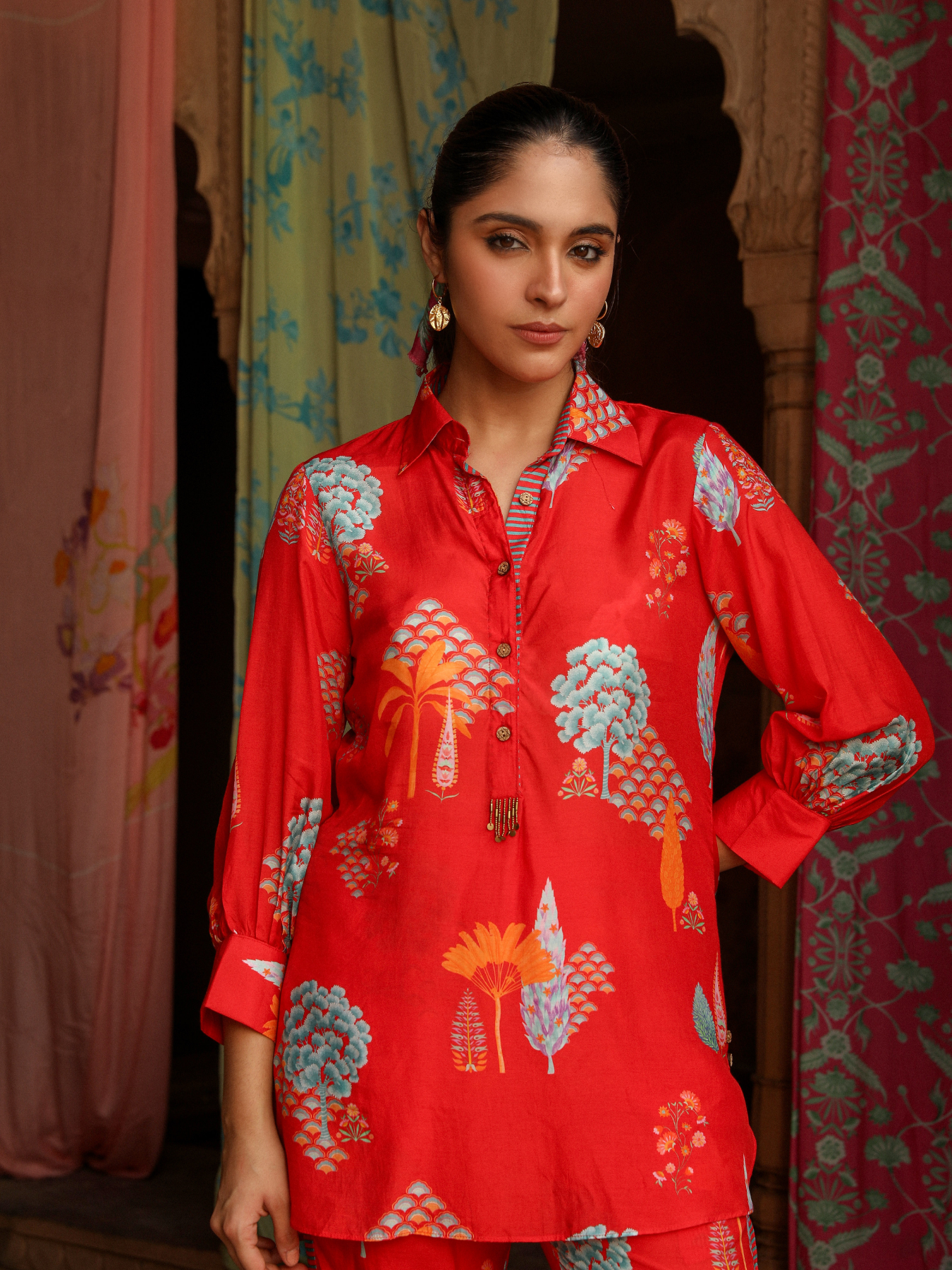 Red Ashoka print Co-ord Set