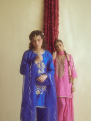 Neelam Blue Silk Set