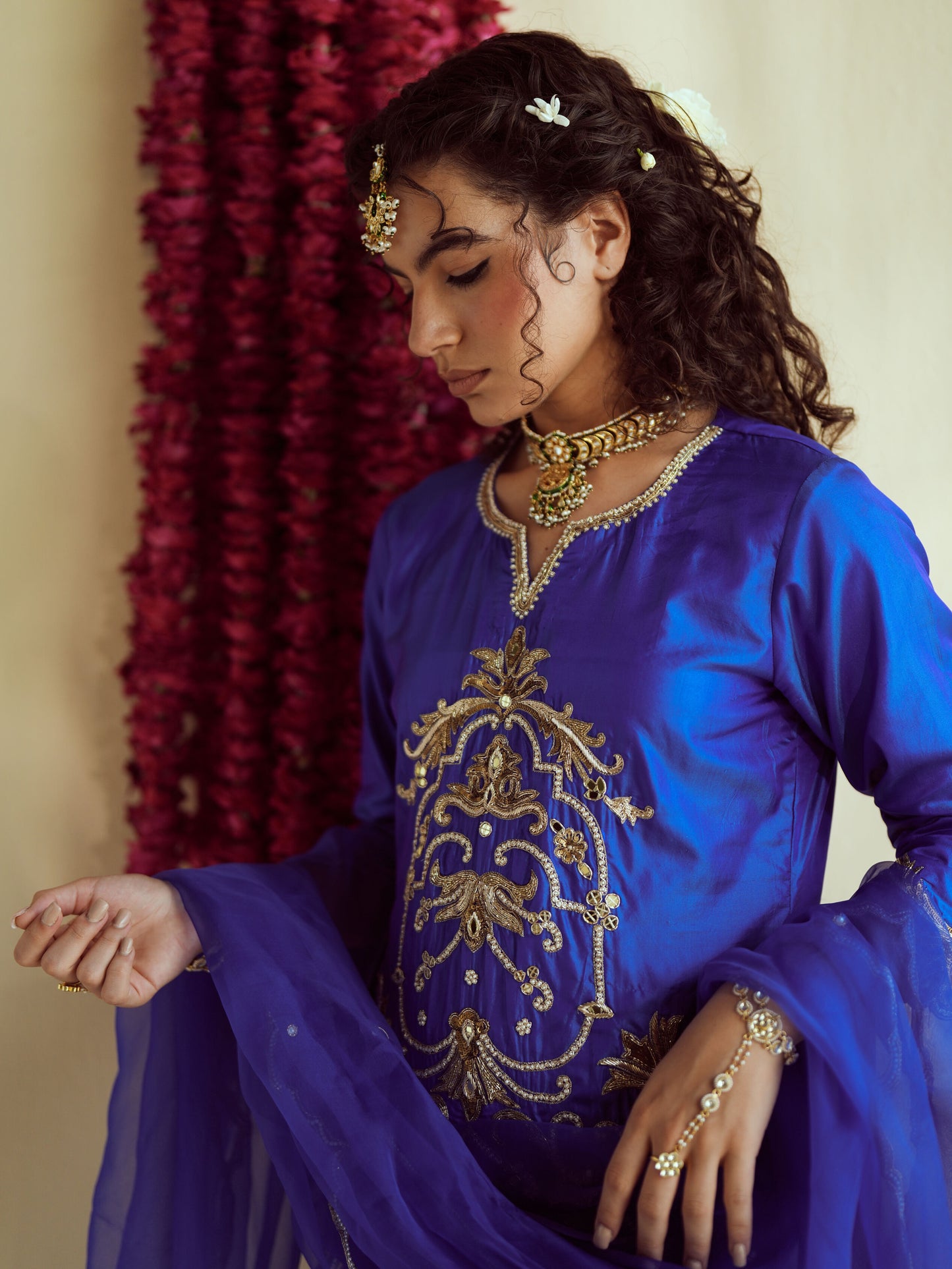 Neelam Blue Silk Set