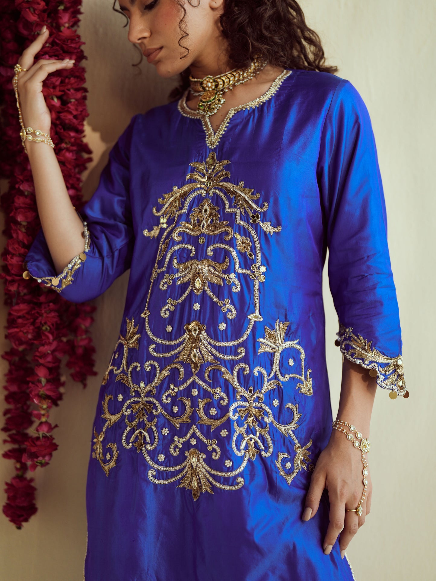 Neelam Blue Silk Set