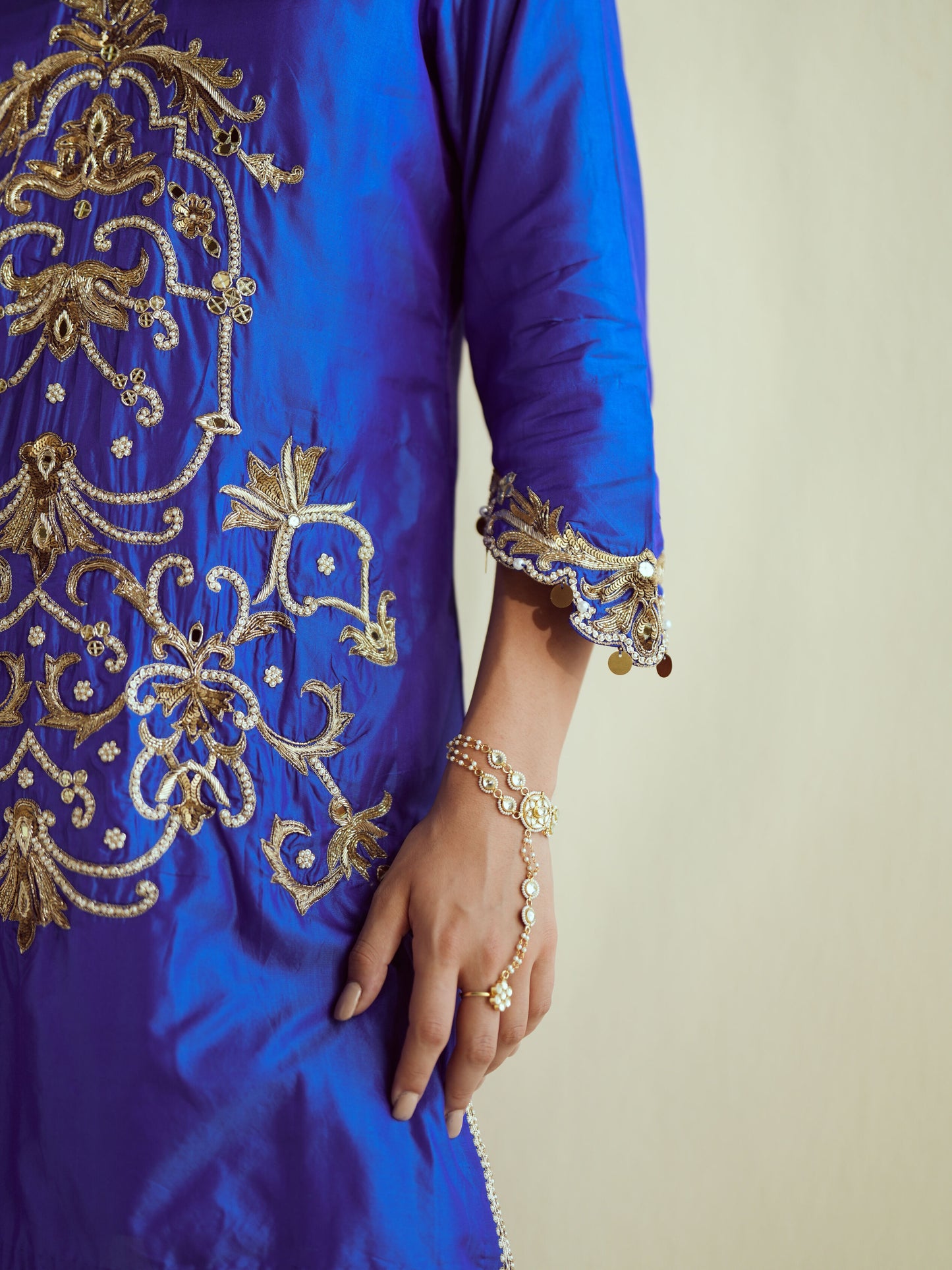 Neelam Blue Silk Set