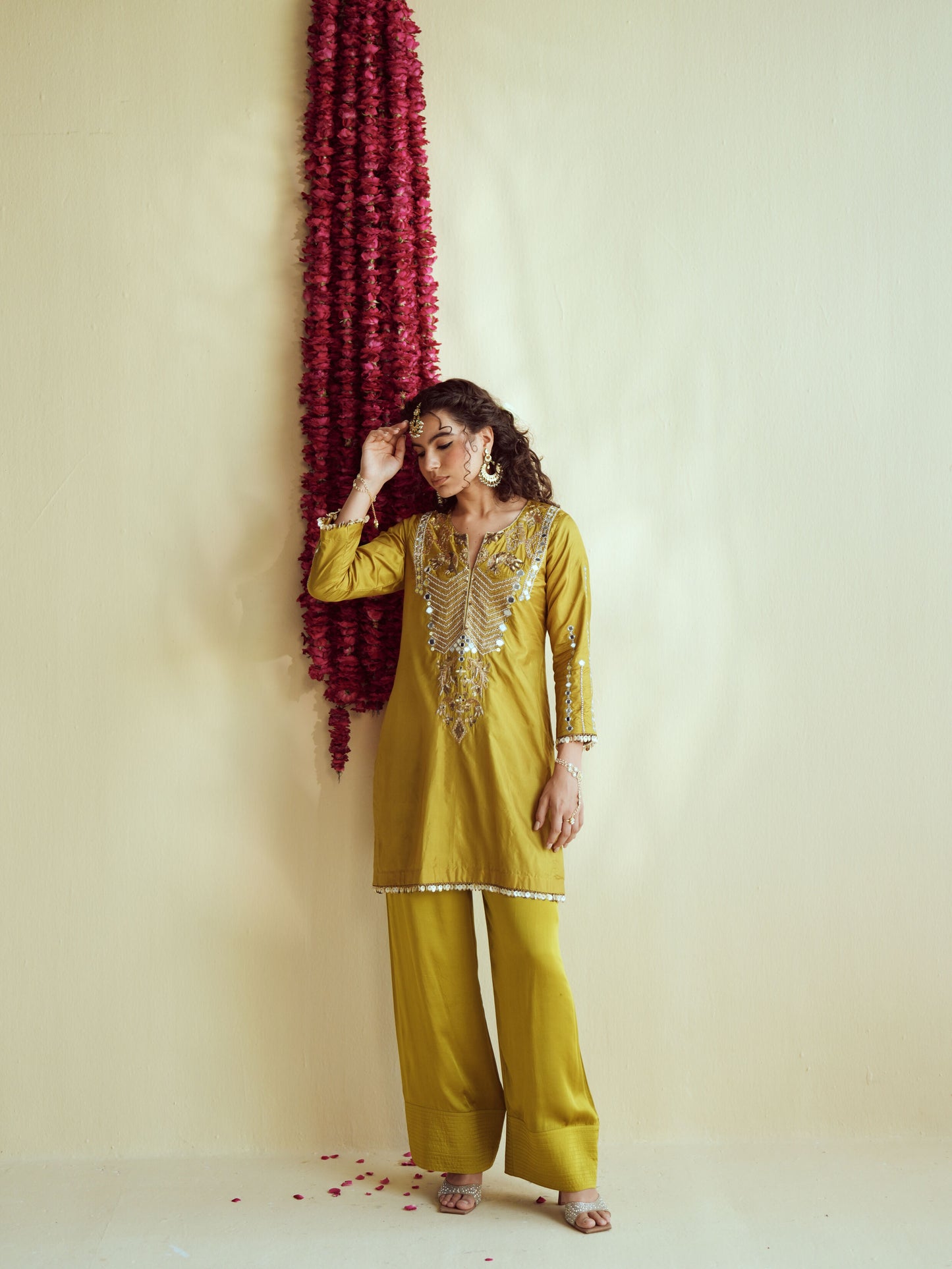 Green Glow silk kurta set