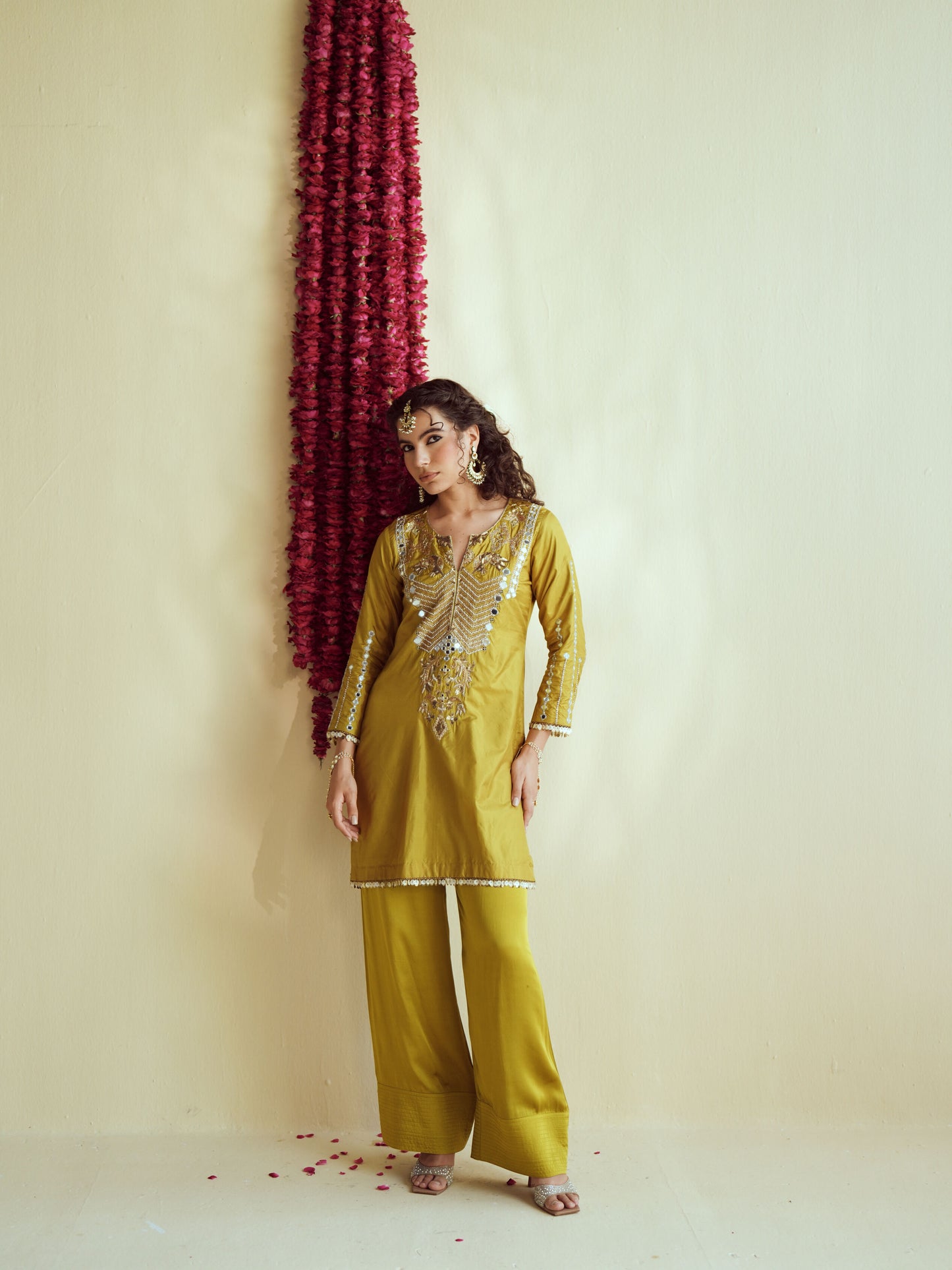 Green Glow silk kurta set