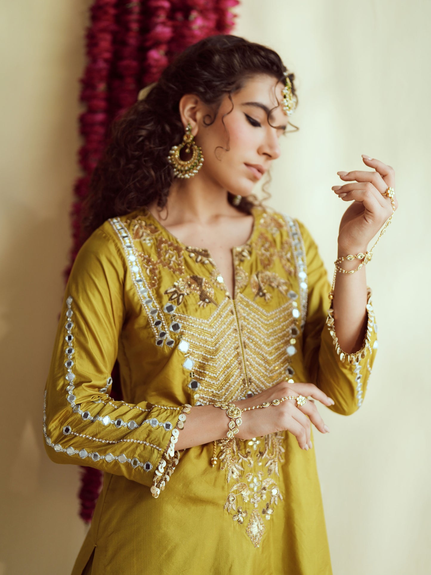 Green Glow silk kurta set