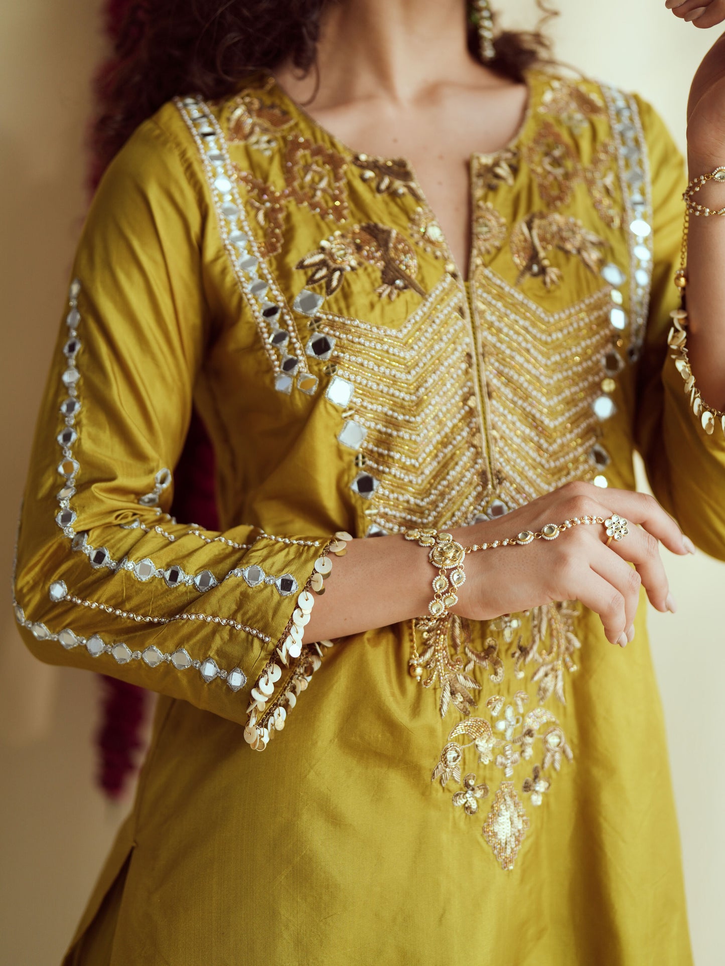 Green Glow silk kurta set