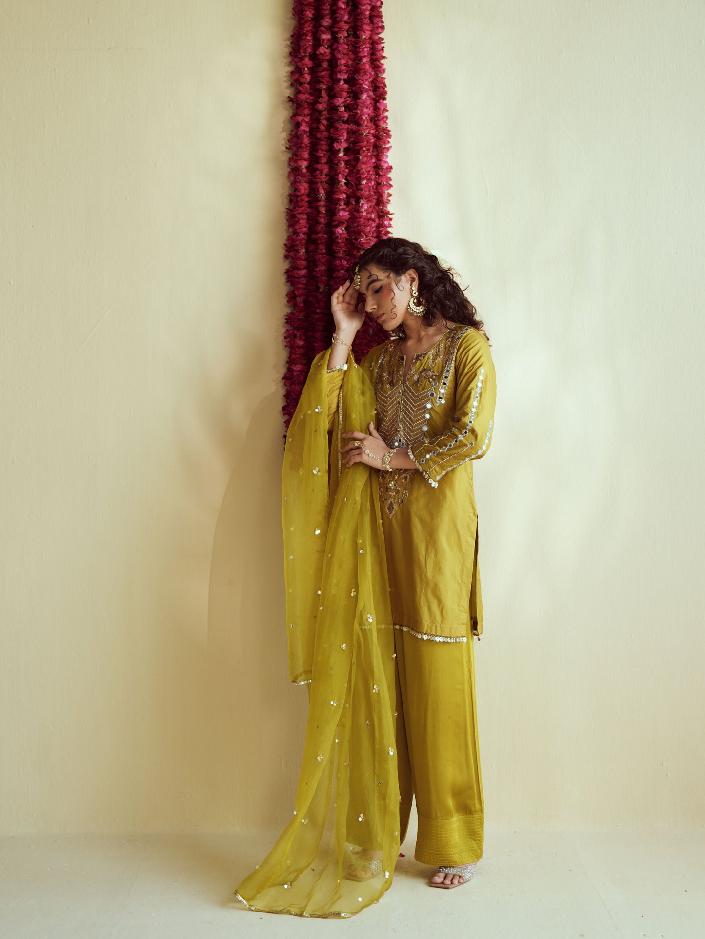 Green Glow silk kurta set