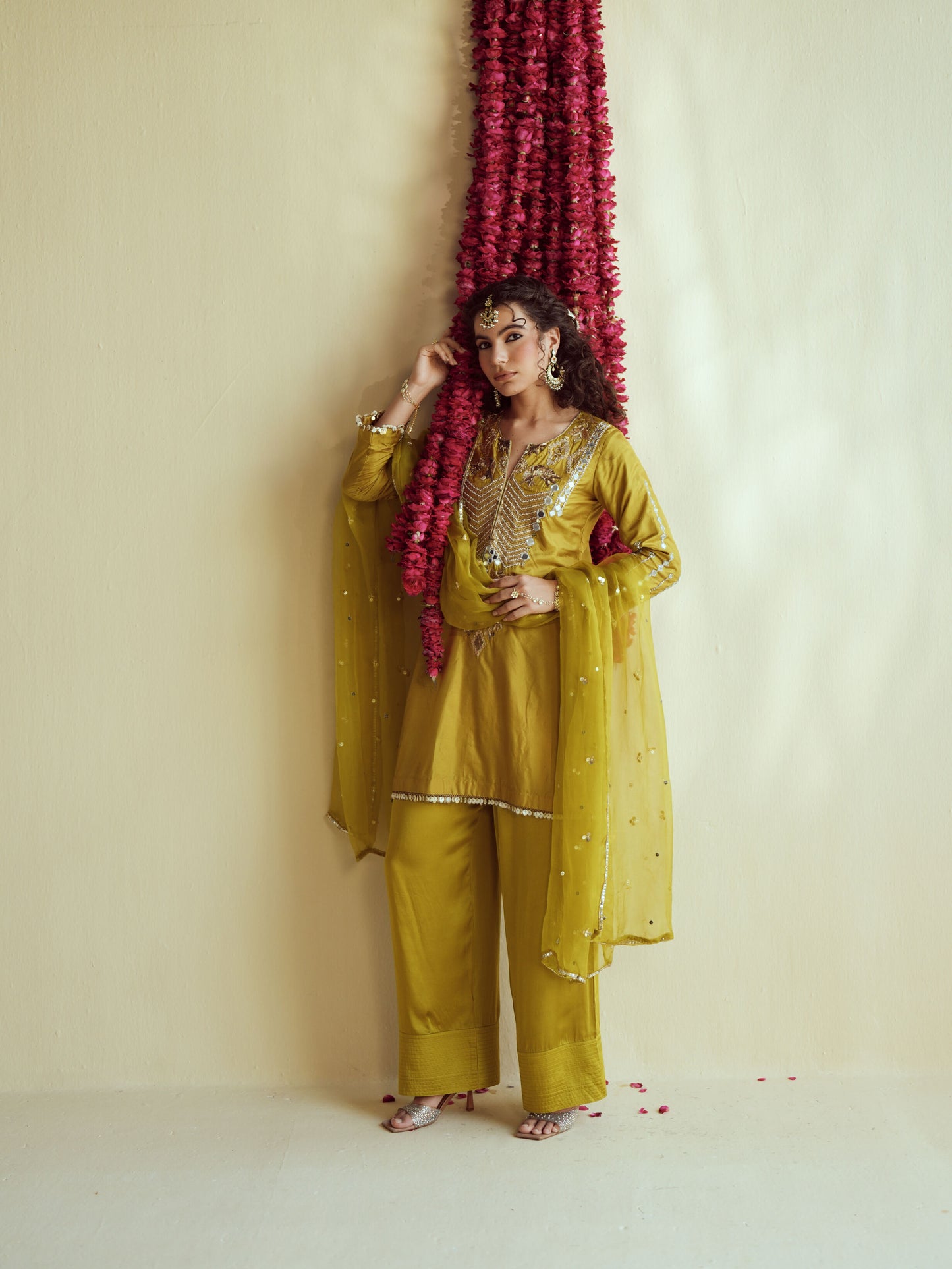 Green Glow silk kurta set
