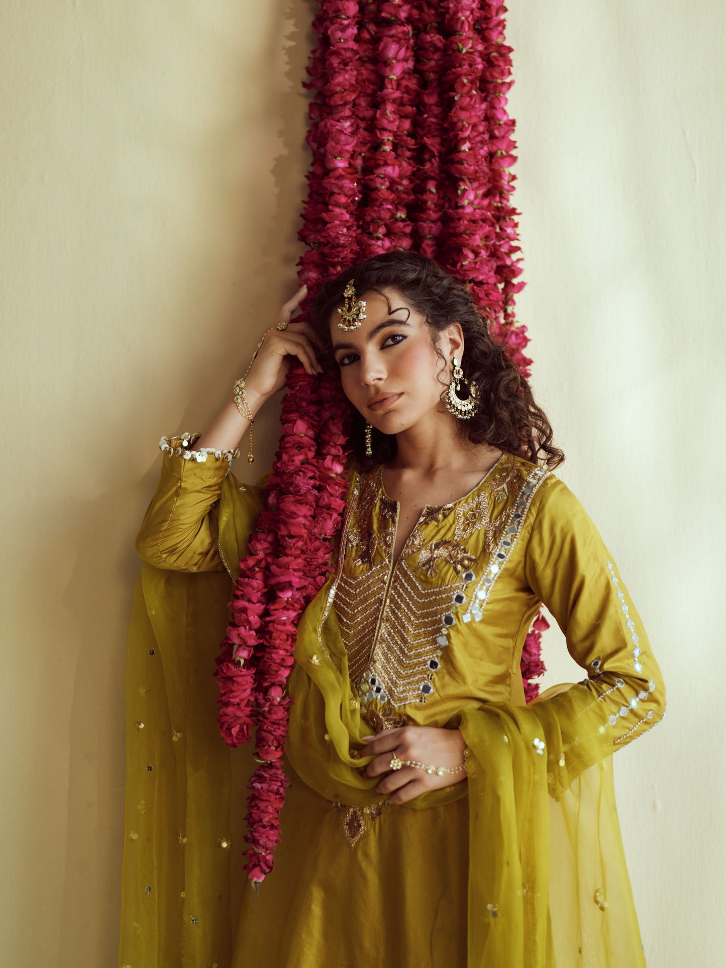 Green Glow silk kurta set