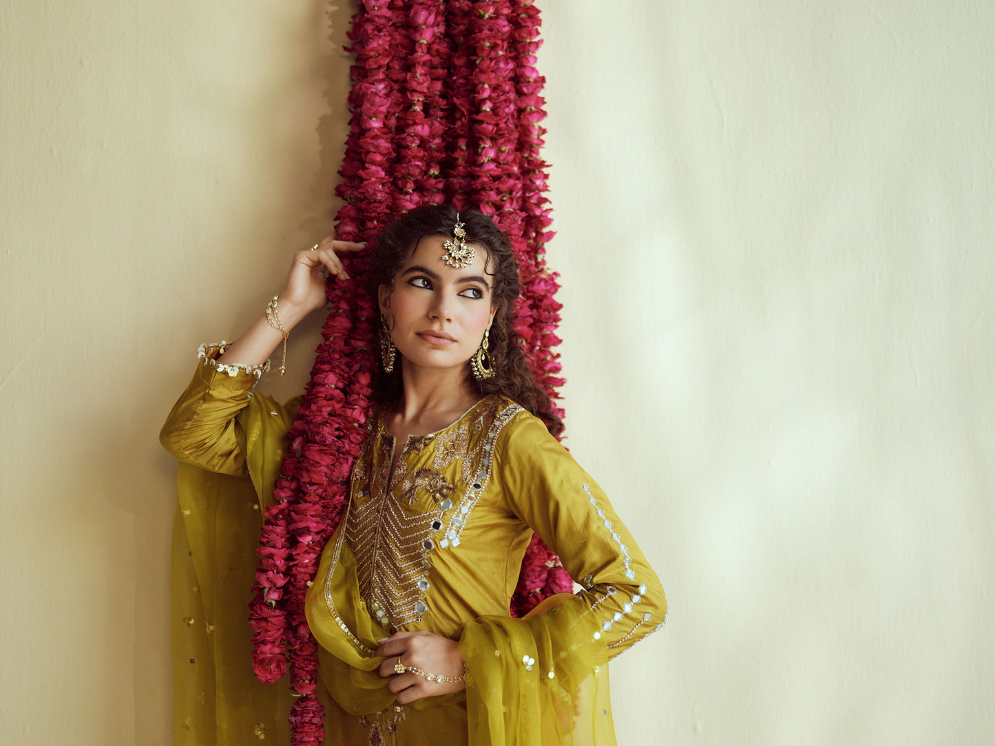Green Glow silk kurta set
