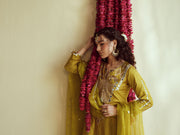 Green Glow silk kurta set