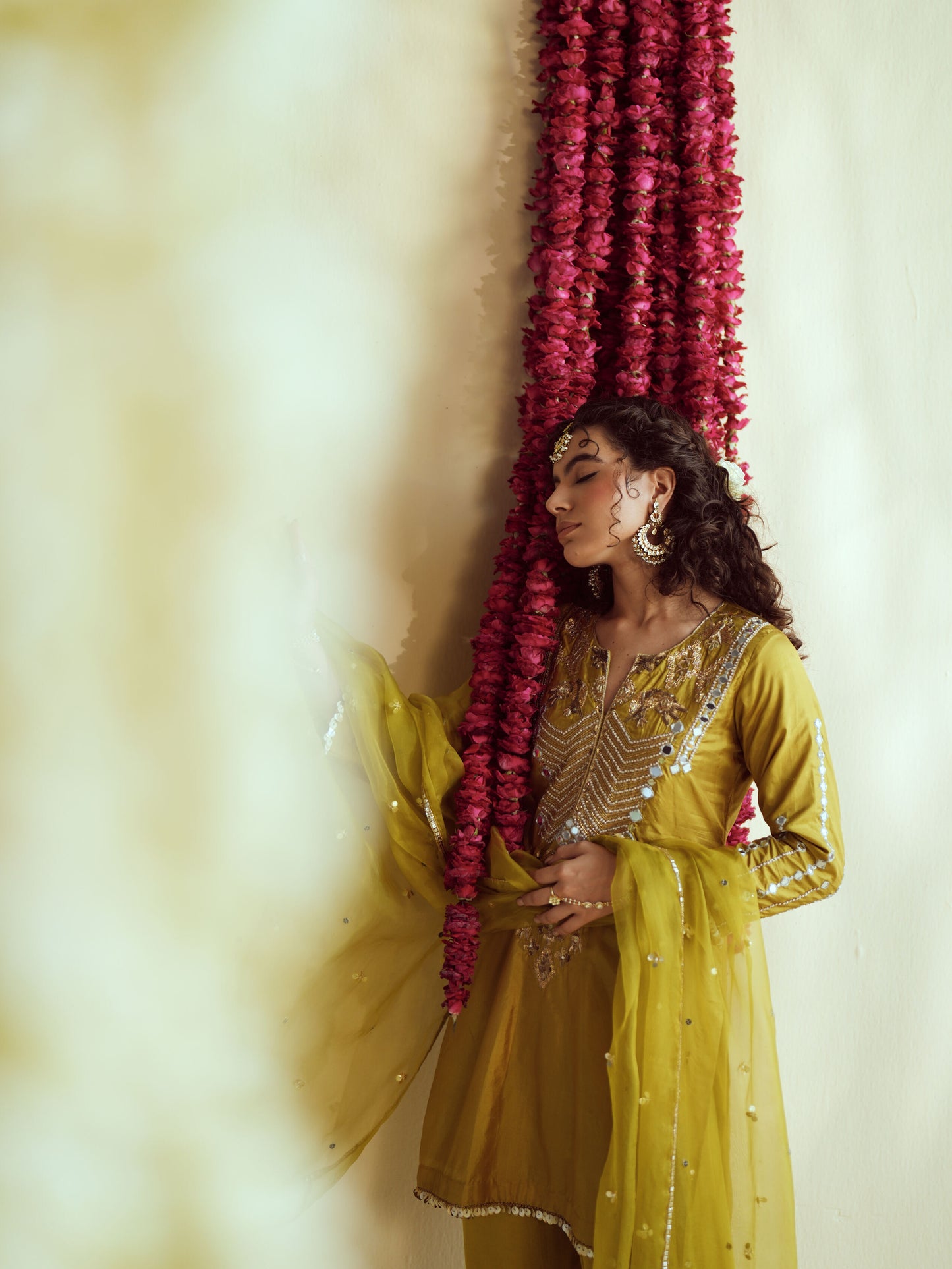 Green Glow silk kurta set