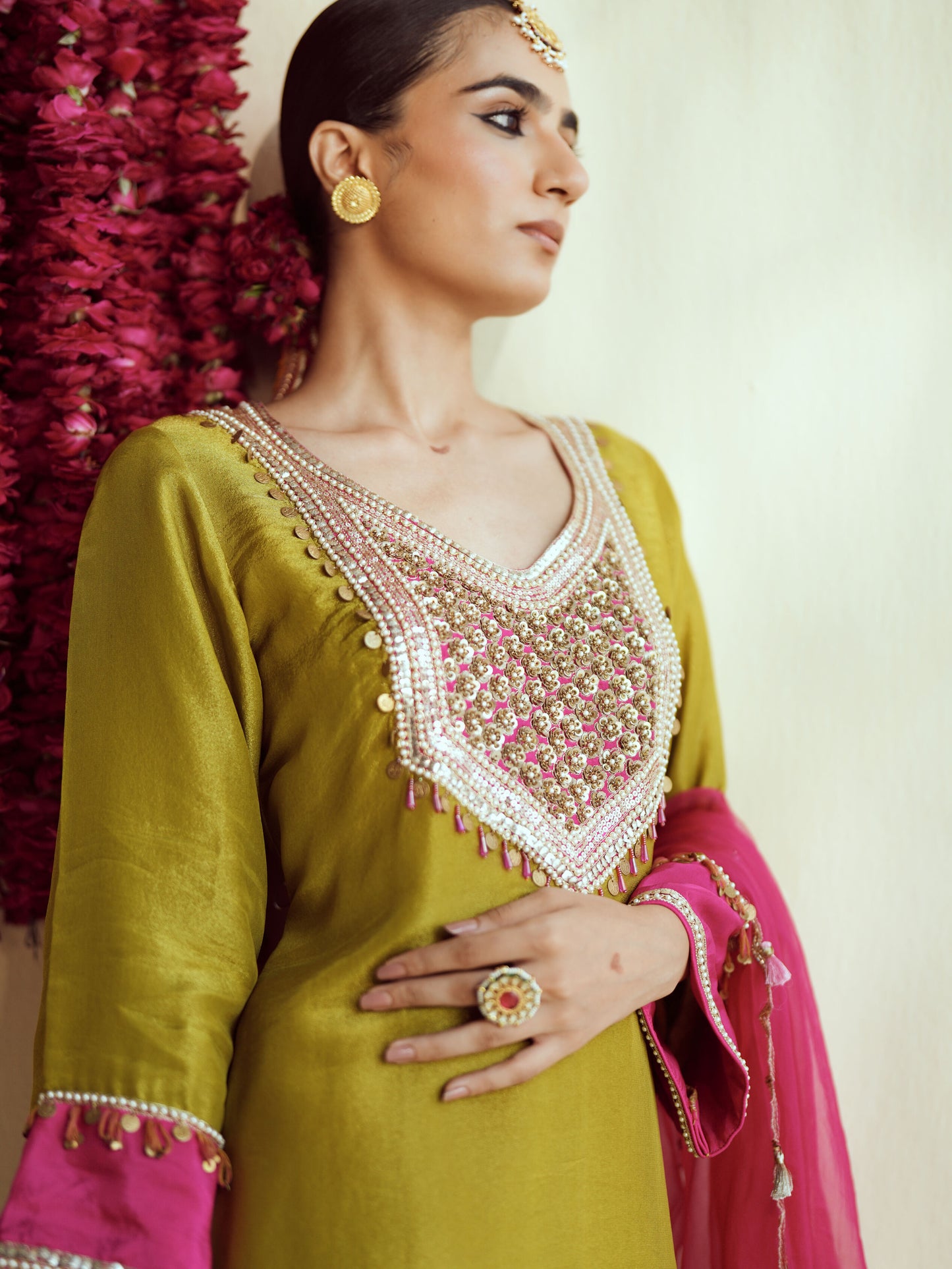 Olive Green spark Kurta set