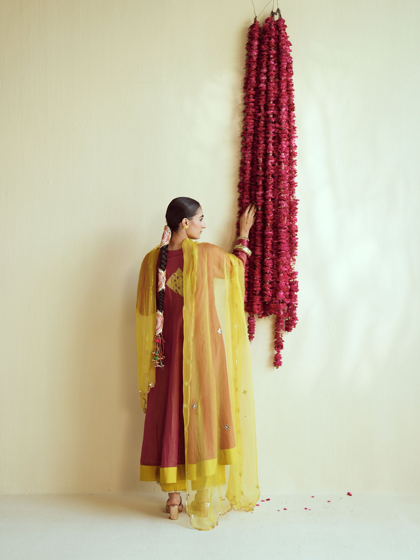 Wine Anarkali Set