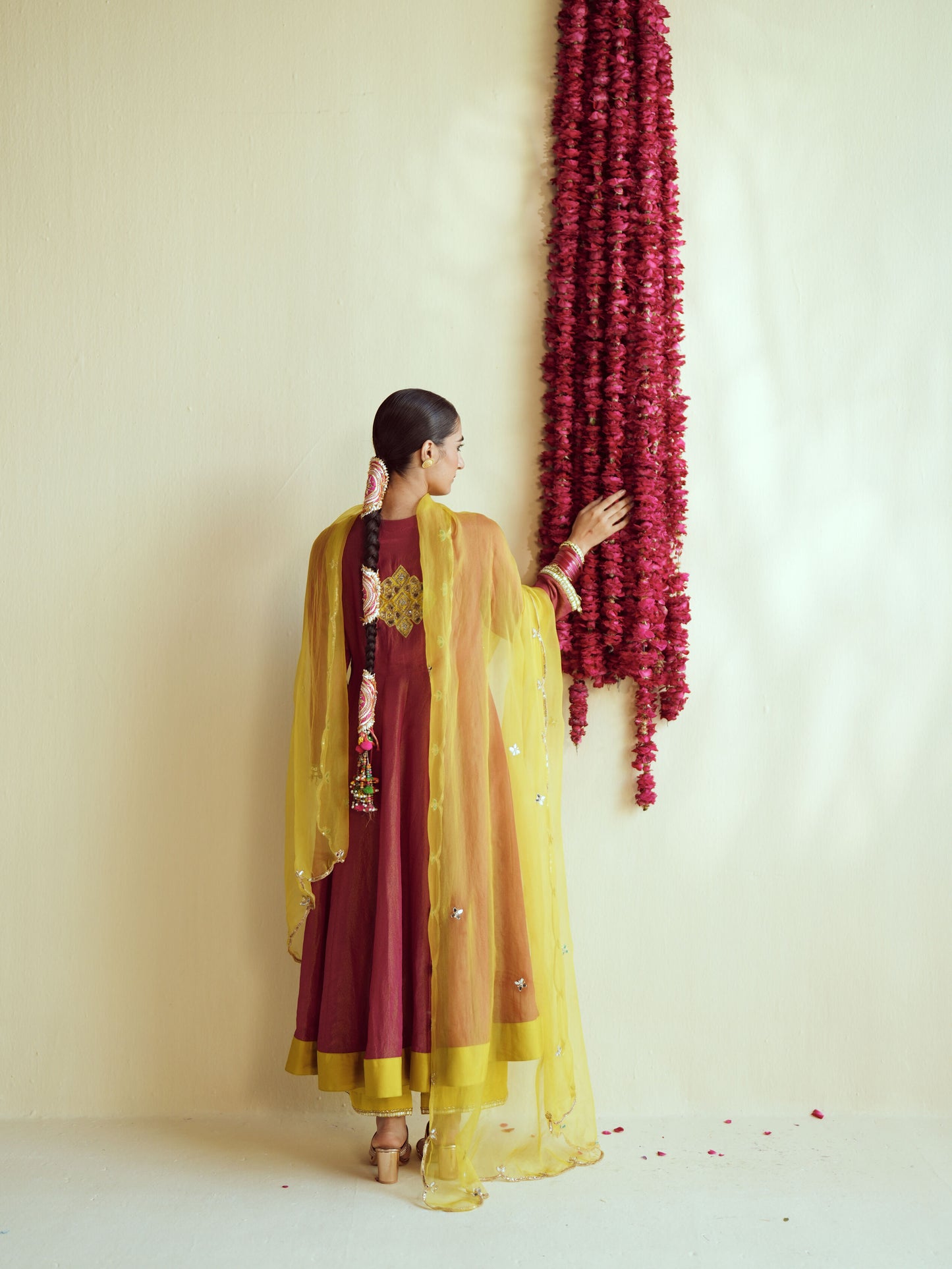 Wine Anarkali Set