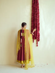 Wine Anarkali Set