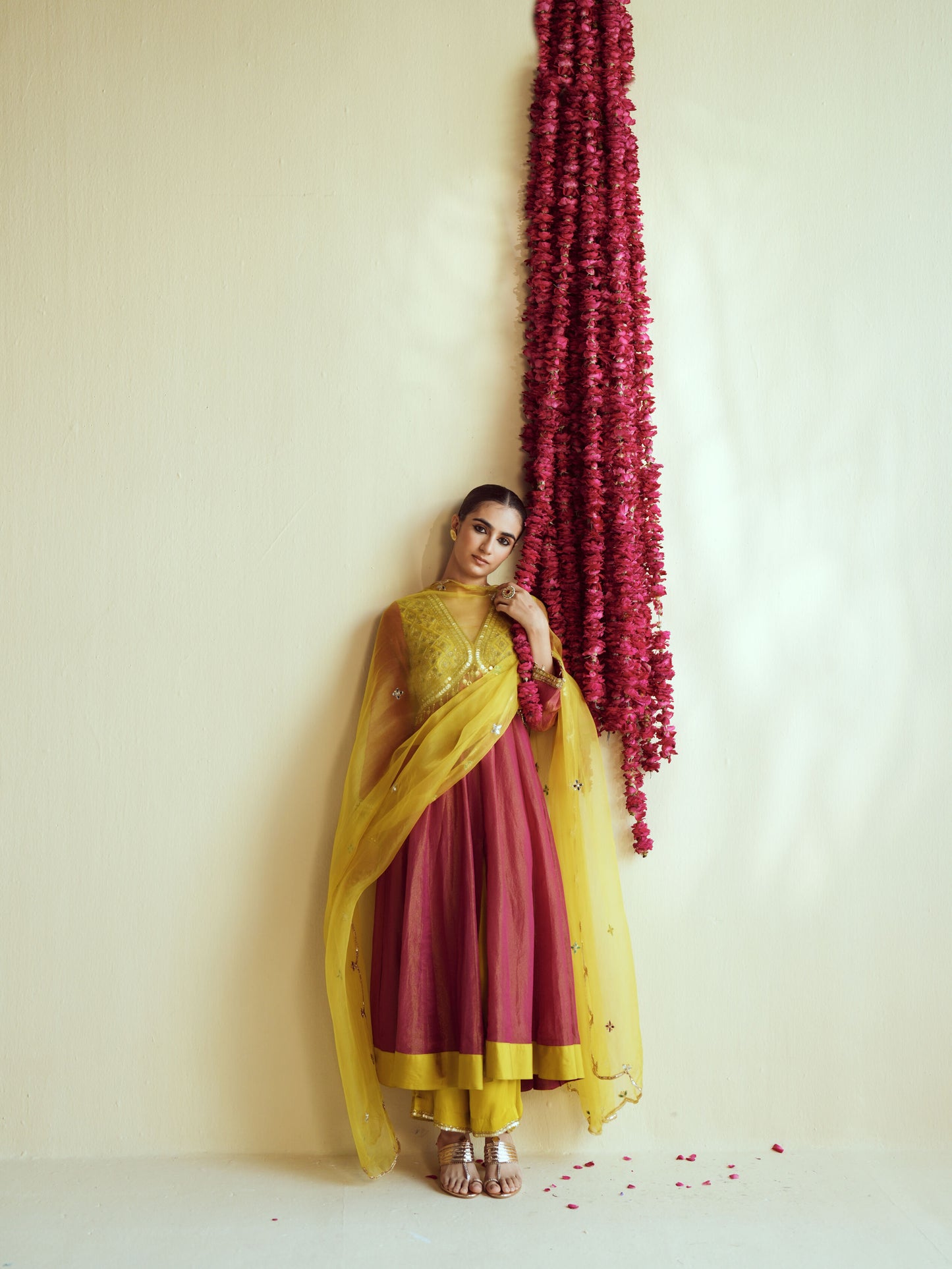 Wine Anarkali Set