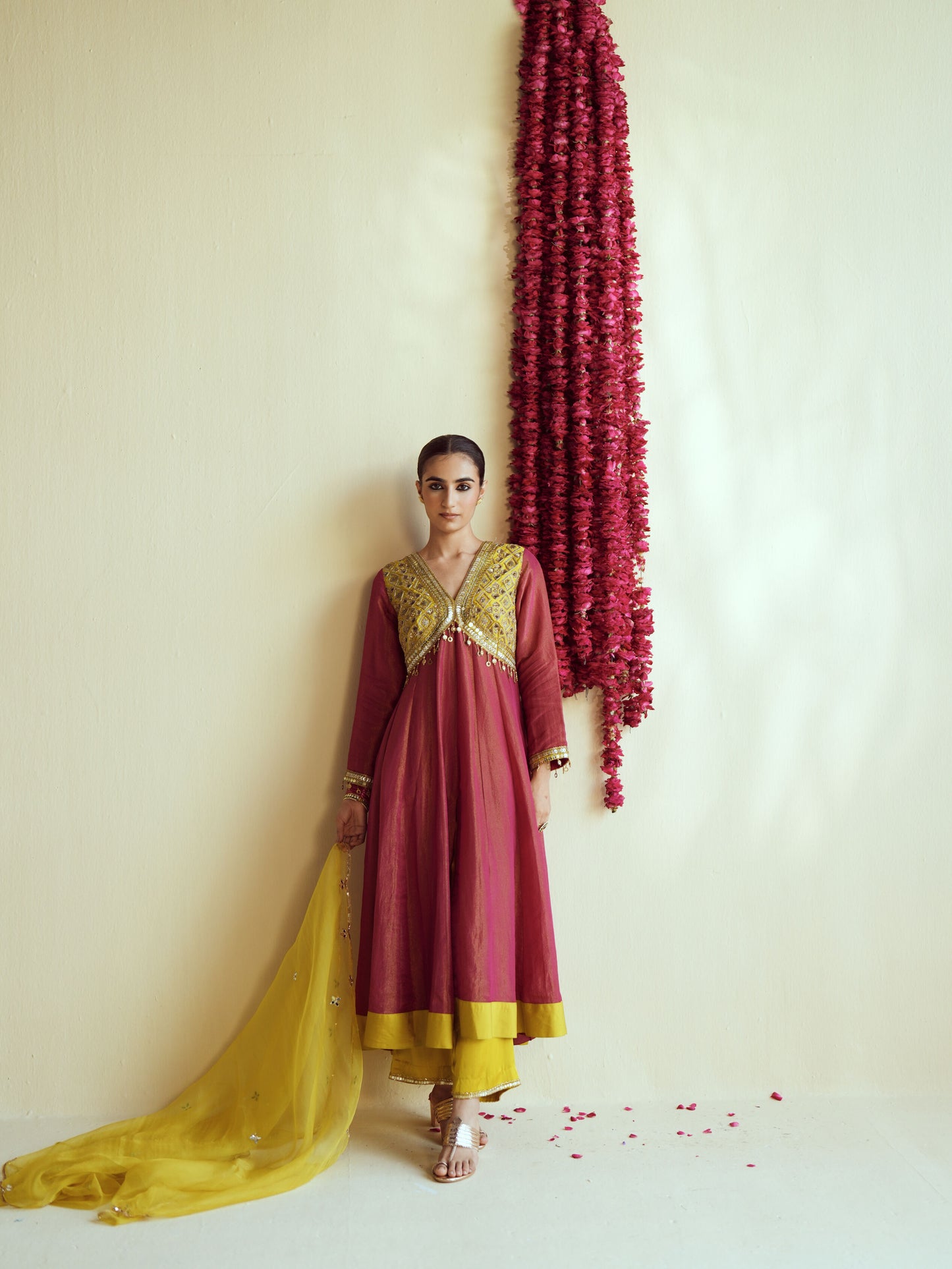 Wine Anarkali Set
