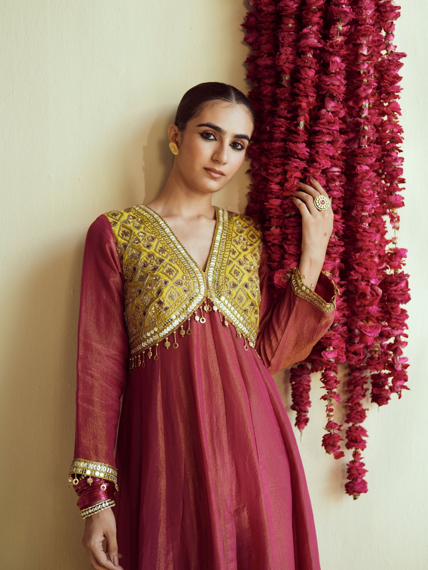 Wine Anarkali Set