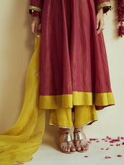 Wine Anarkali Set
