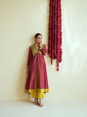 Wine Anarkali Set