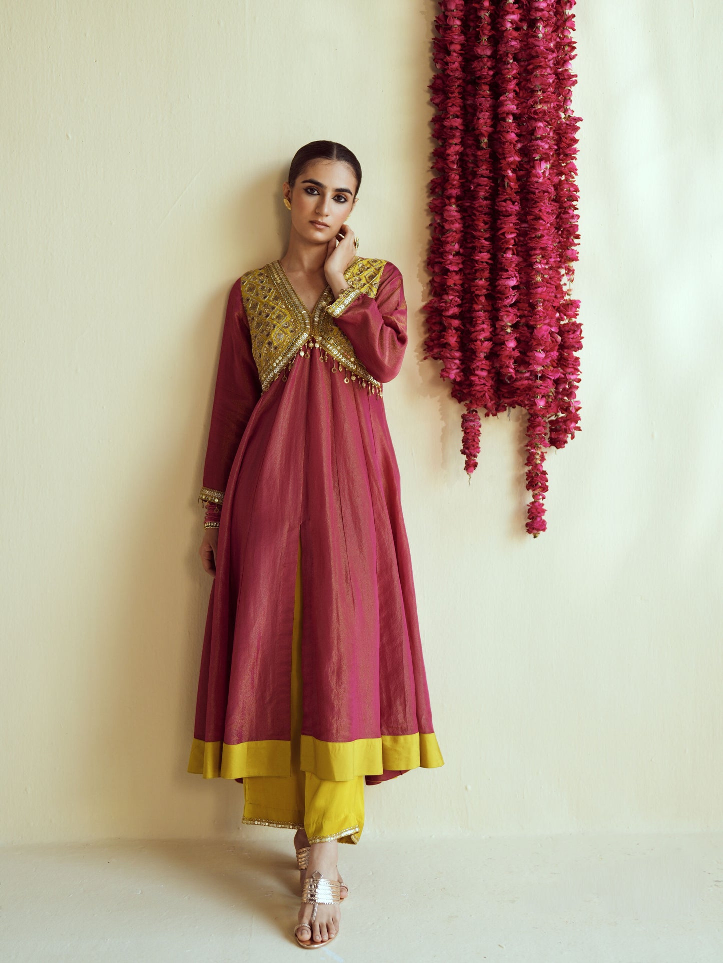 Wine Anarkali Set