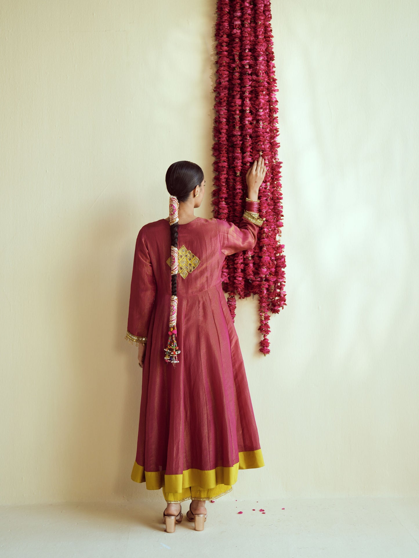 Wine Anarkali Set