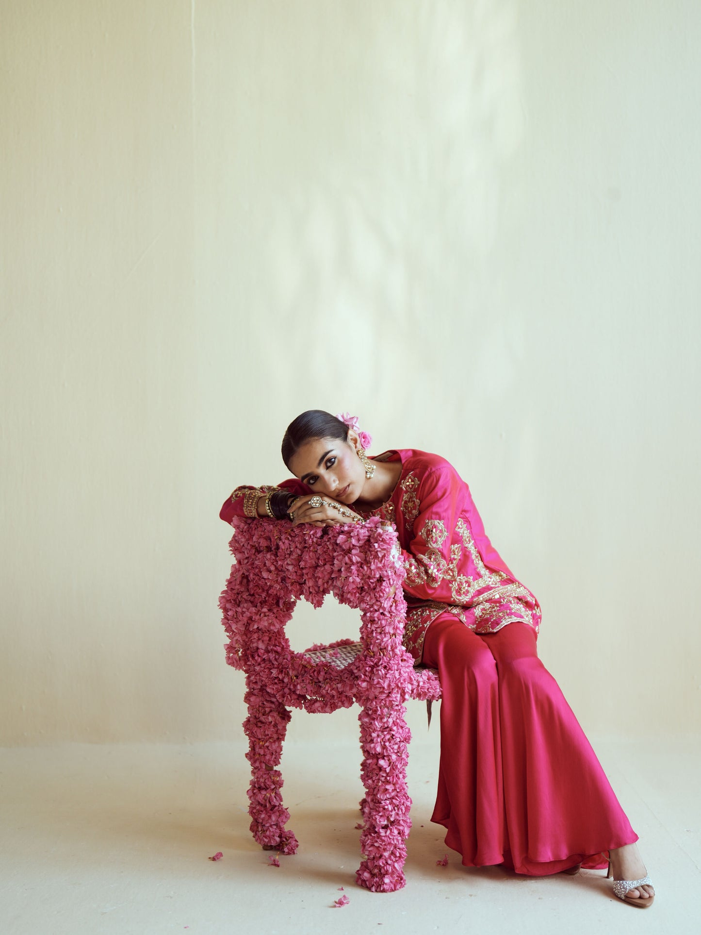 Fuschia Radiance Flowy Sharara Set