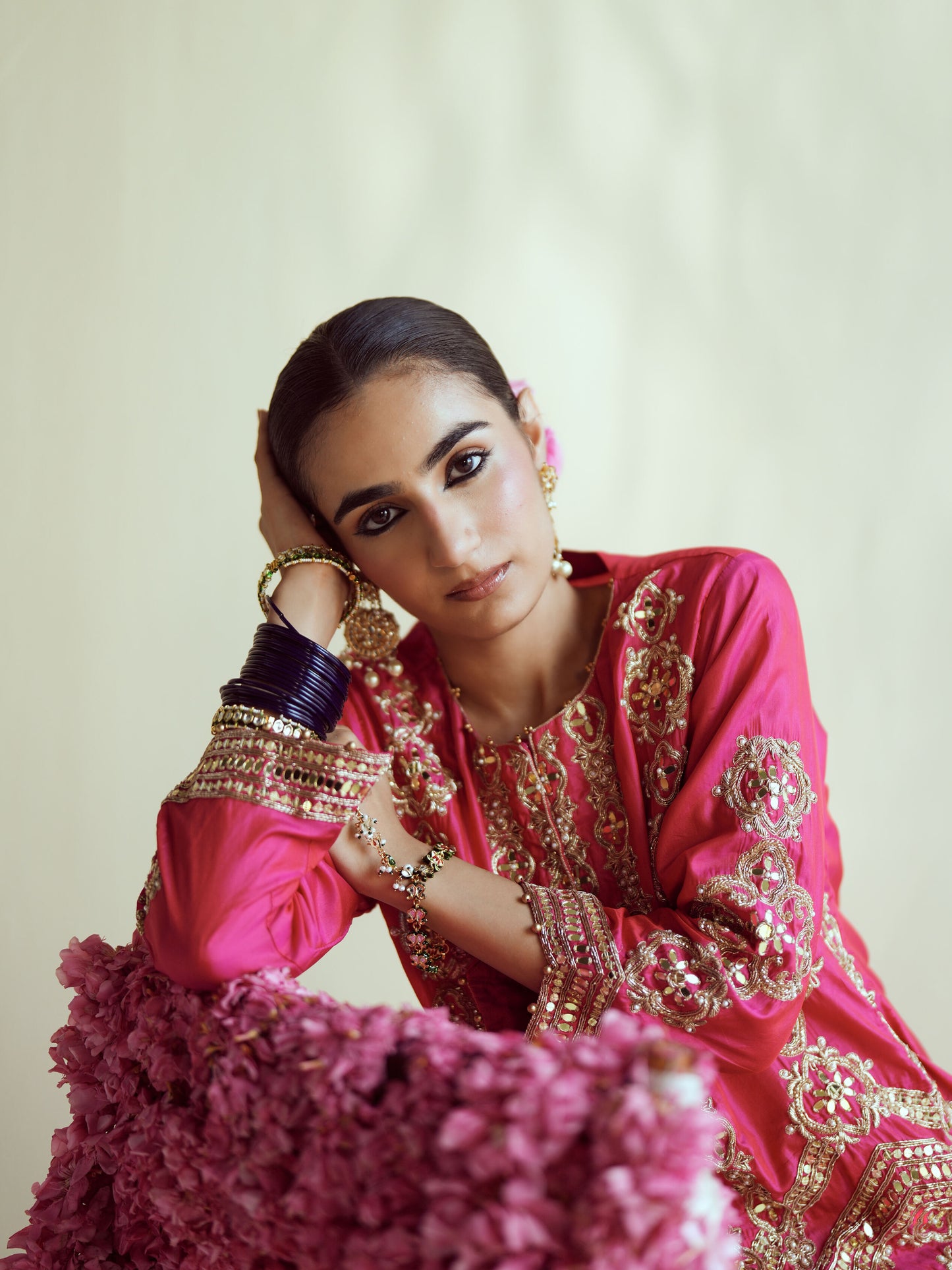 Fuschia Radiance Flowy Sharara Set