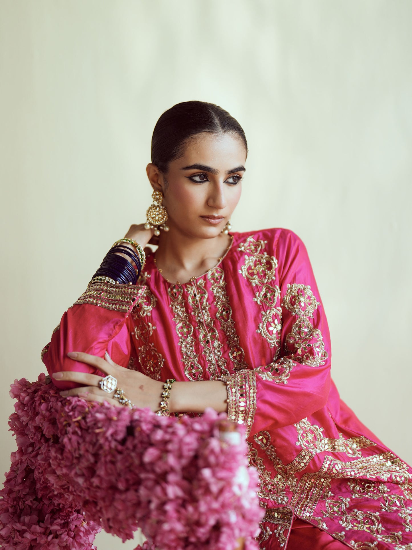 Fuschia Radiance Flowy Sharara Set