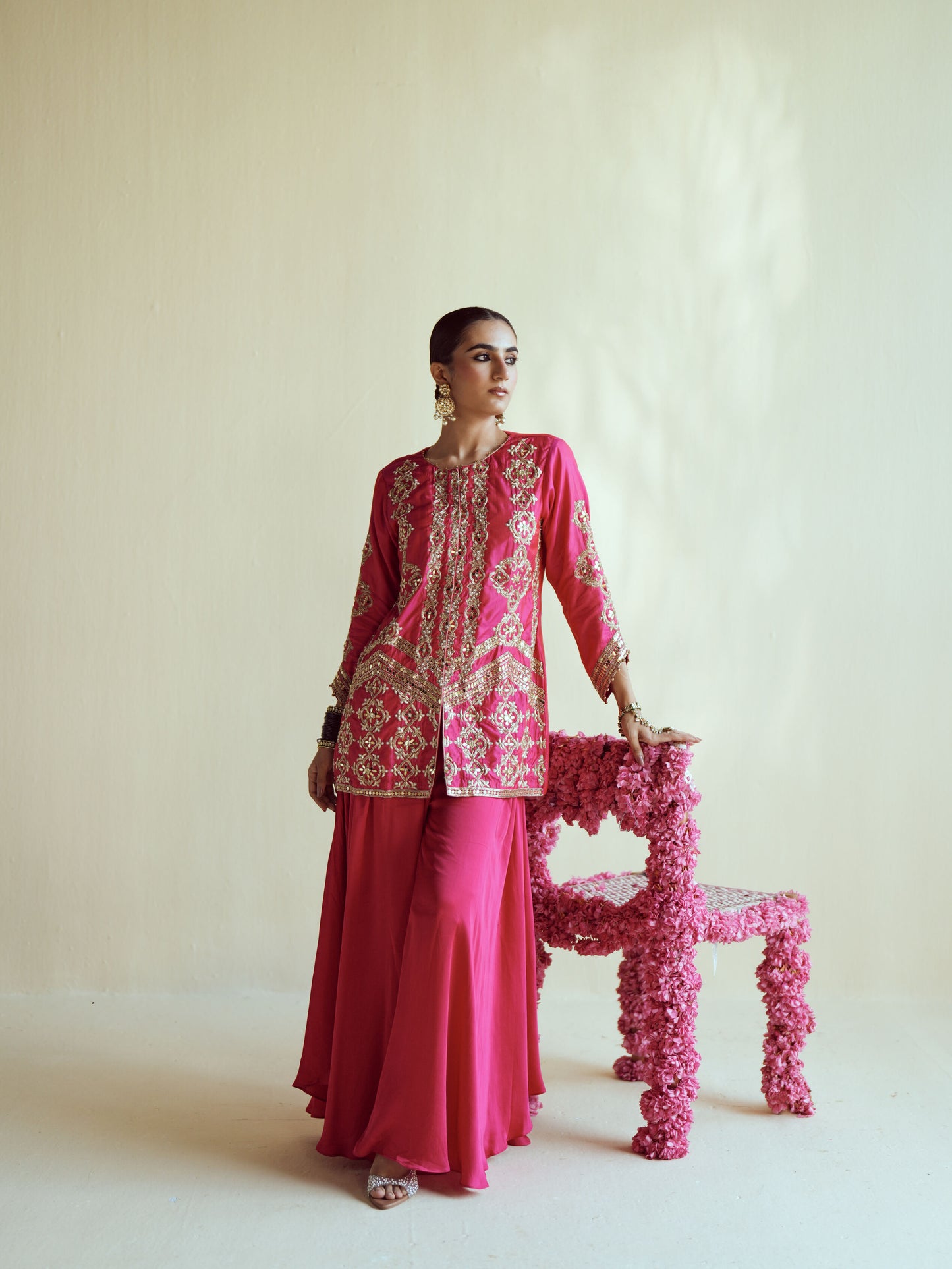 Fuschia Radiance Flowy Sharara Set