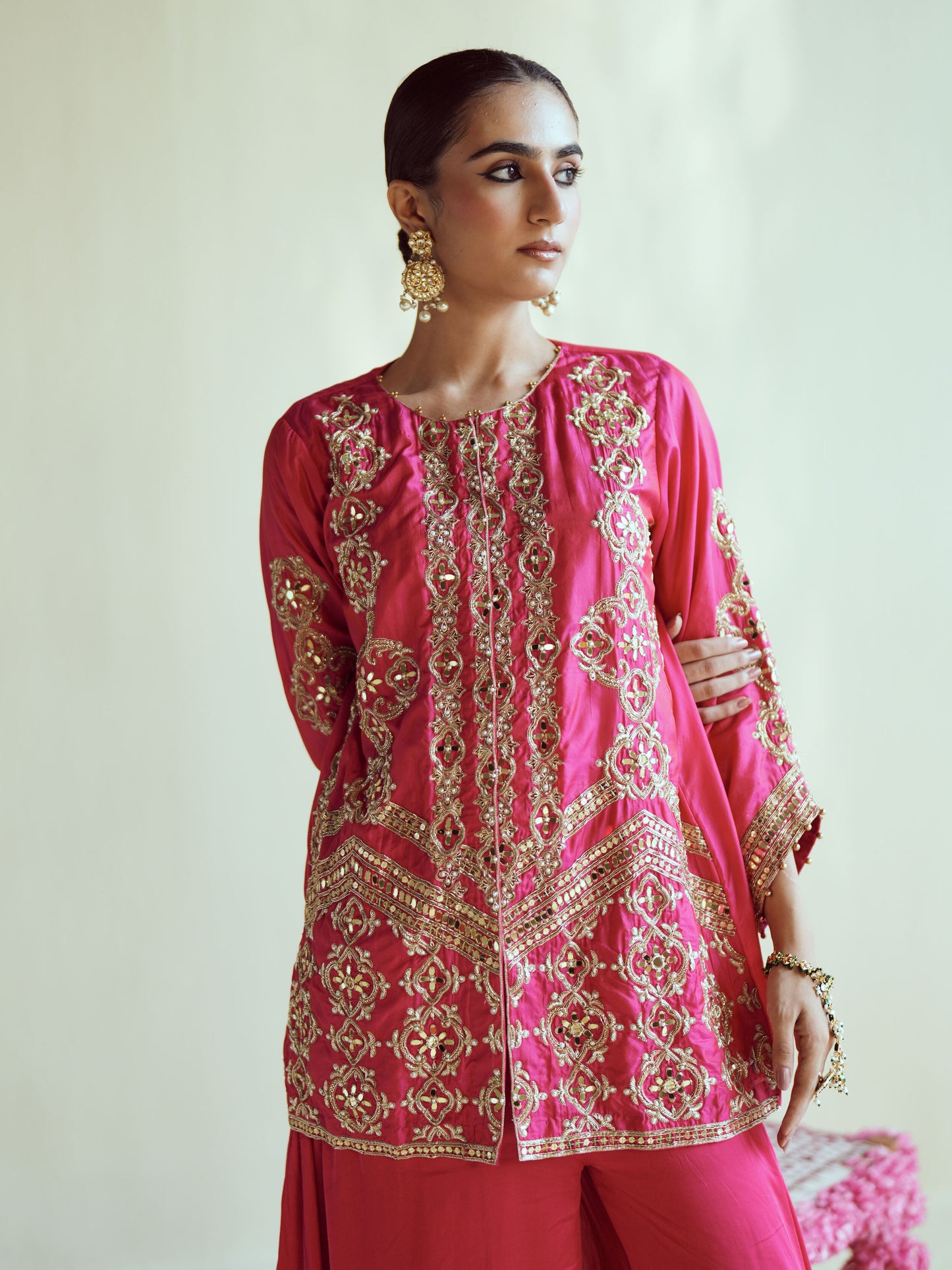 Fuschia Radiance Flowy Sharara Set