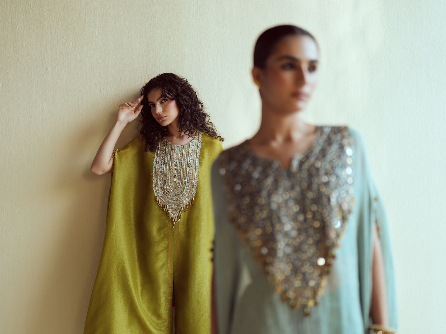 Mint Navy Kaftan Set