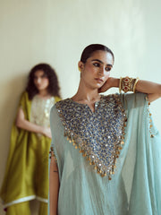 Mint Navy Kaftan Set