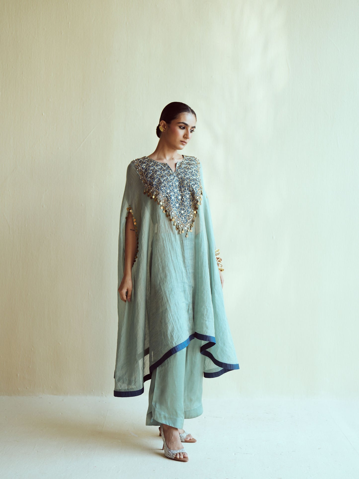 Mint Navy Kaftan Set