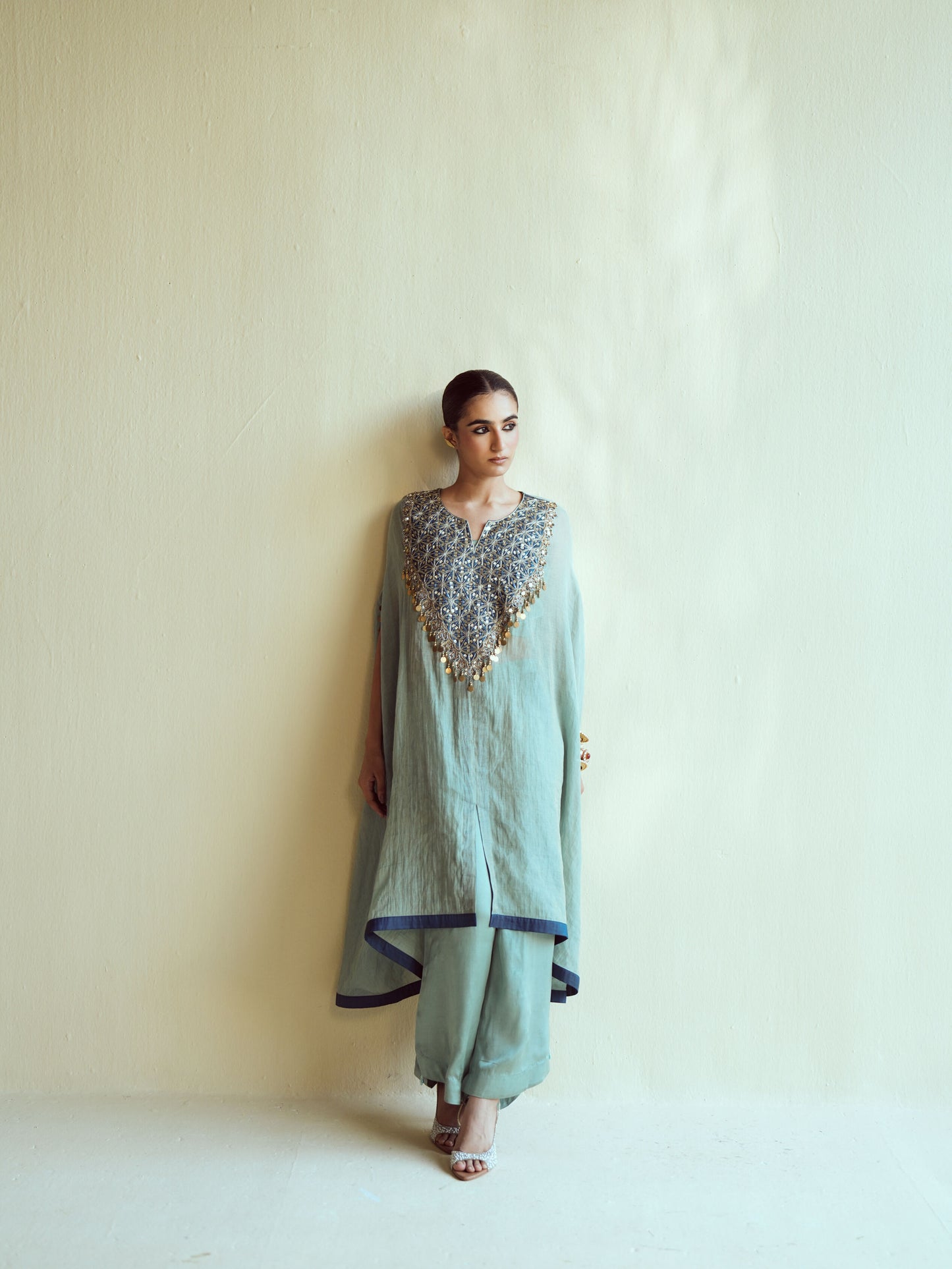 Mint Navy Kaftan Set