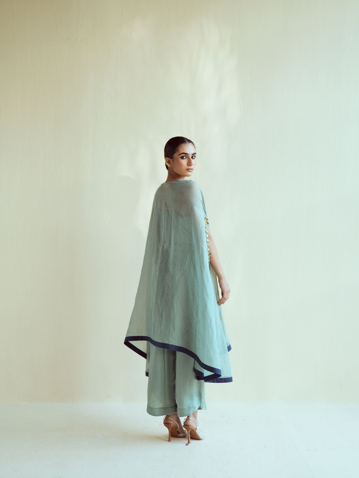 Mint Navy Kaftan Set