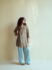 Olive-Gold Metallic Farshi Set