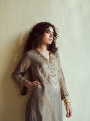 Olive-Gold Metallic Farshi Set