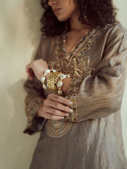 Olive-Gold Metallic Farshi Set