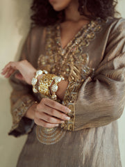 Olive-Gold Metallic Farshi Set