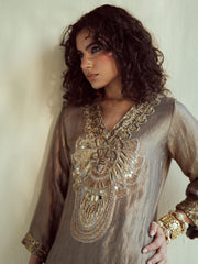 Olive-Gold Metallic Farshi Set