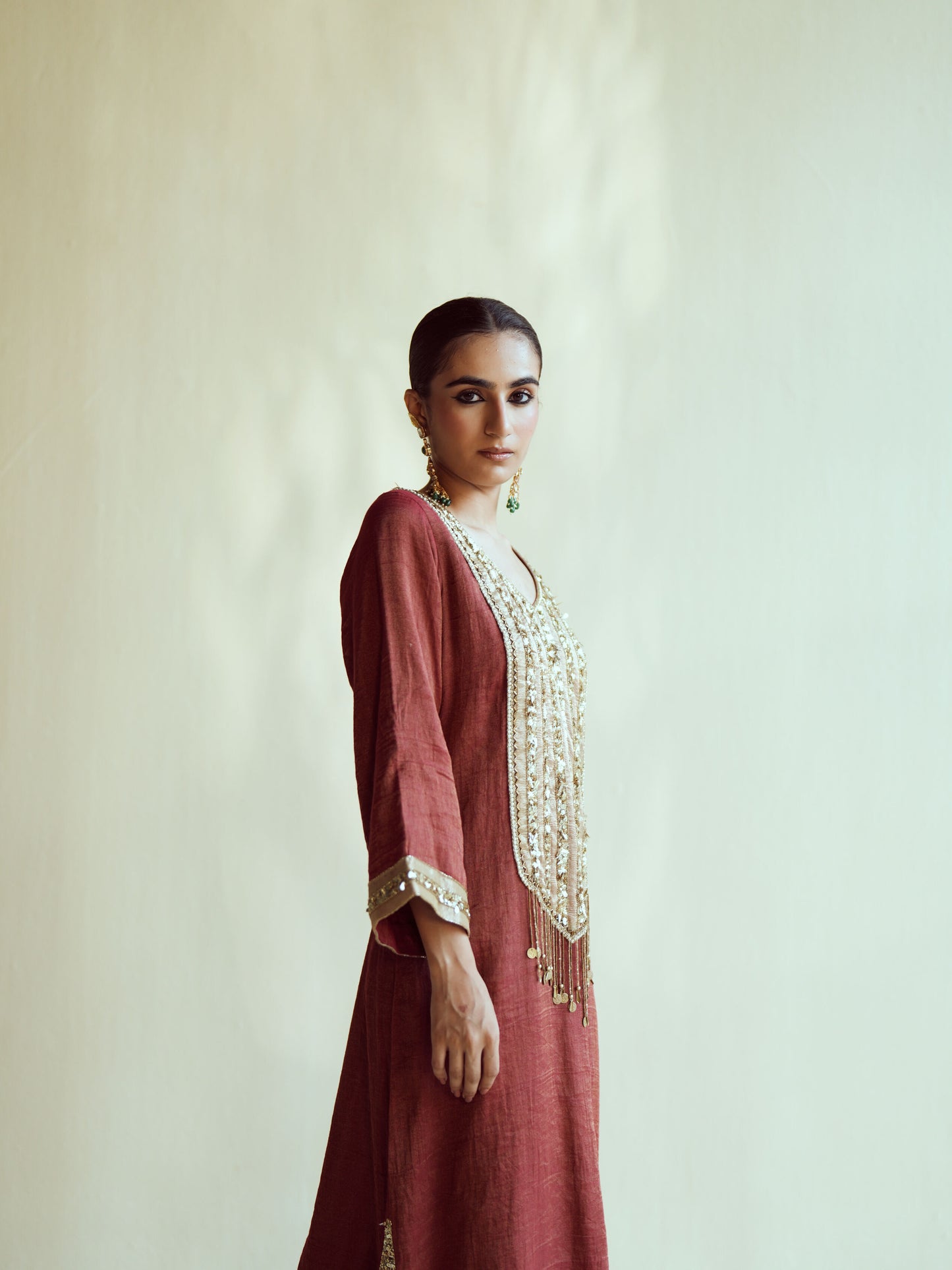 Deep Maroon Kaftan Set