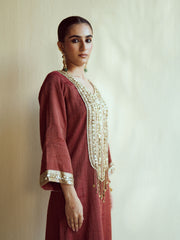 Deep Maroon Kaftan Set