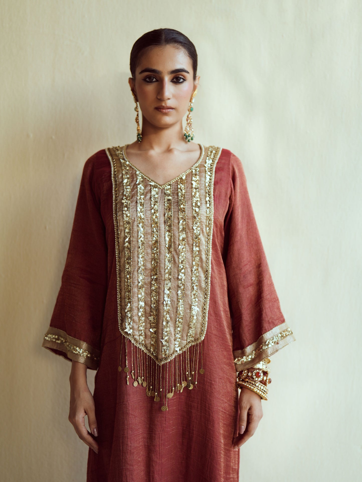 Deep Maroon Kaftan Set