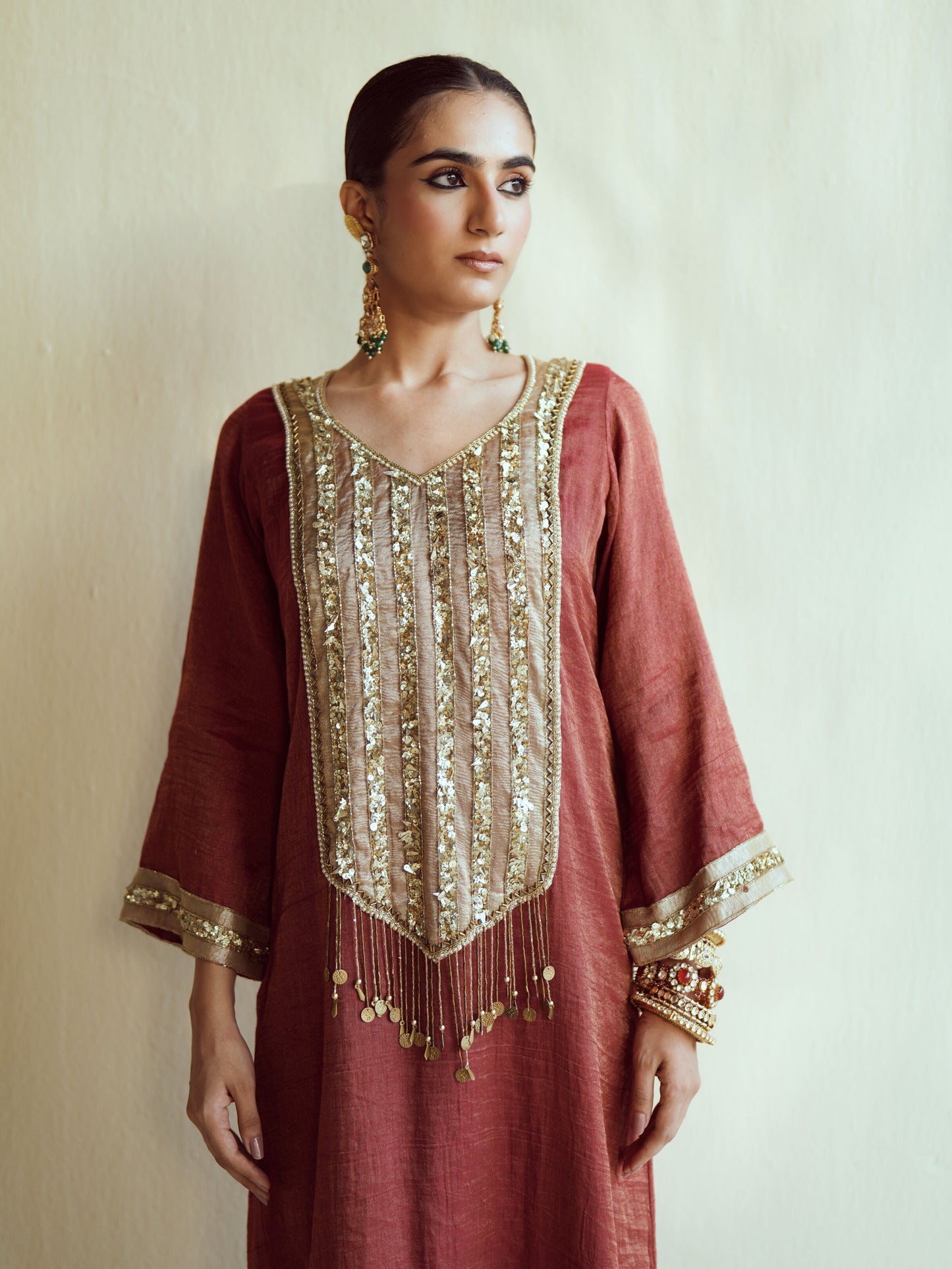Deep Maroon Kaftan Set