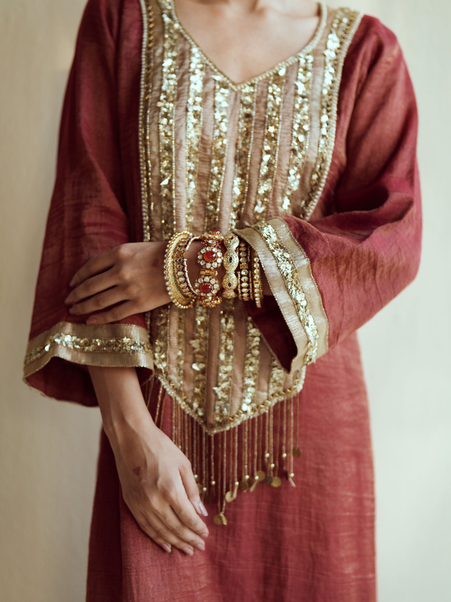 Deep Maroon Kaftan Set