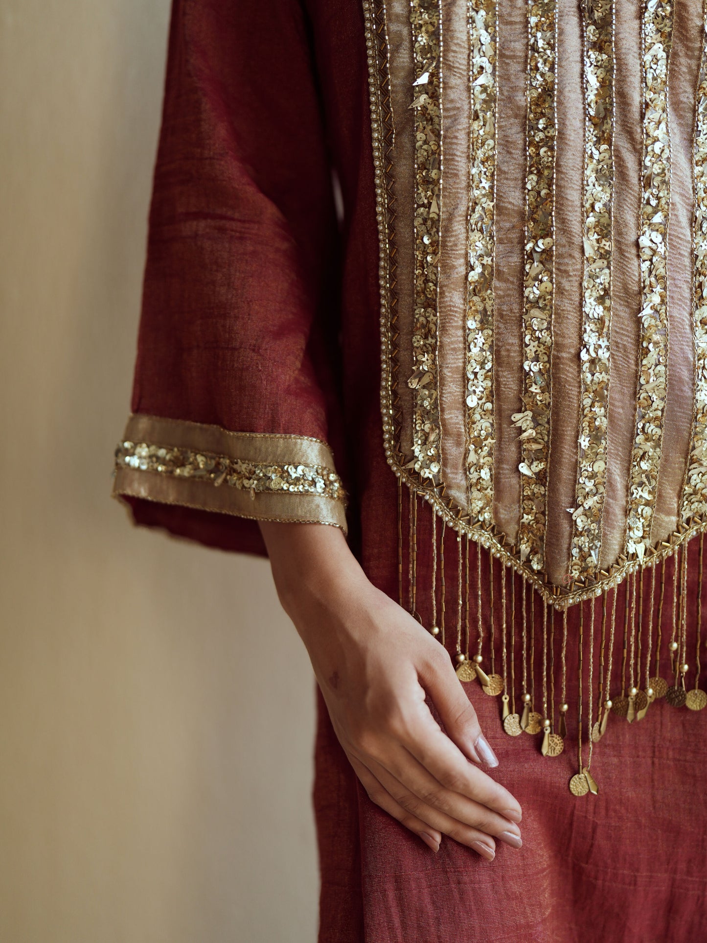 Deep Maroon Kaftan Set